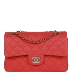 Chanel Small Classic Double Flap Red Caviar Light Gold Hardware