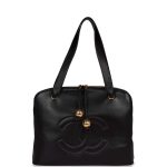 Vintage Chanel Timeless CC Dome Tote Black Lambskin Gold Hardware