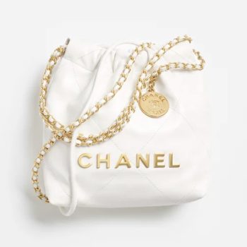 CHANEL 22 Mini Bag in White Shiny Calfskin
