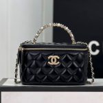 Chanel 24 cosmetic crossbody bag black gold chain