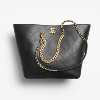 Chanel Black and Gold Large Capacity Tote Bag