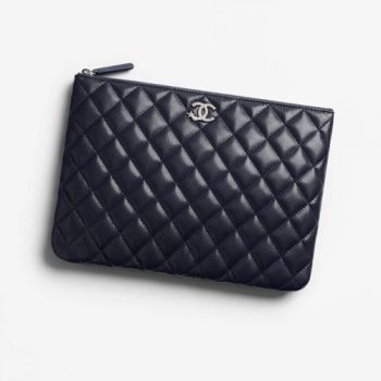 Chanel Dark Blue Shiny Grained Organizer