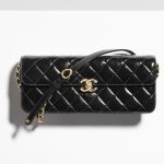 Chanel Large Black Patent Leather Flap Bag