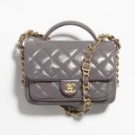 Chanel Mini Flap Bag With Top Handle Gray