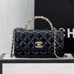 Chanel Pearl Handle Accordion Bag Black