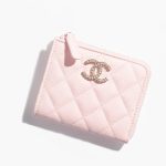 Chanel Pink Quilted Zip Around Wallet