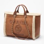 Chanel Large Shopping Bag Shearling Lambskin Brown