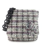 Floral Appliqué Tweed Messenger Bag