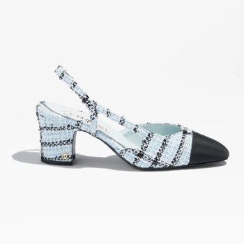 Chanel Slingbacks Light Blue Black