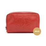 Red Caviar Leather Cosmetic Bag
